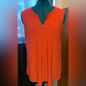Joseph Ribkoff Orange-Pink Zip-Up Tank Top
